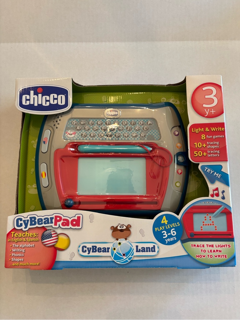 Chicco CyBearPad Kids Tablet Bi-lingual English & Spanish NIB